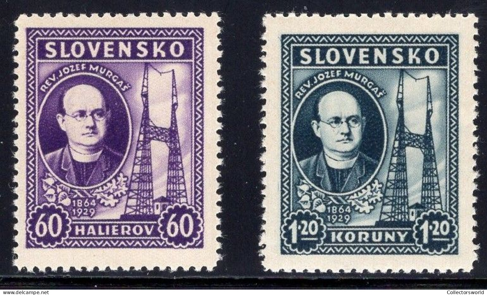 Slovakia Slovensko Serie 2v 1939 Jozef Murgas MNH - Neufs