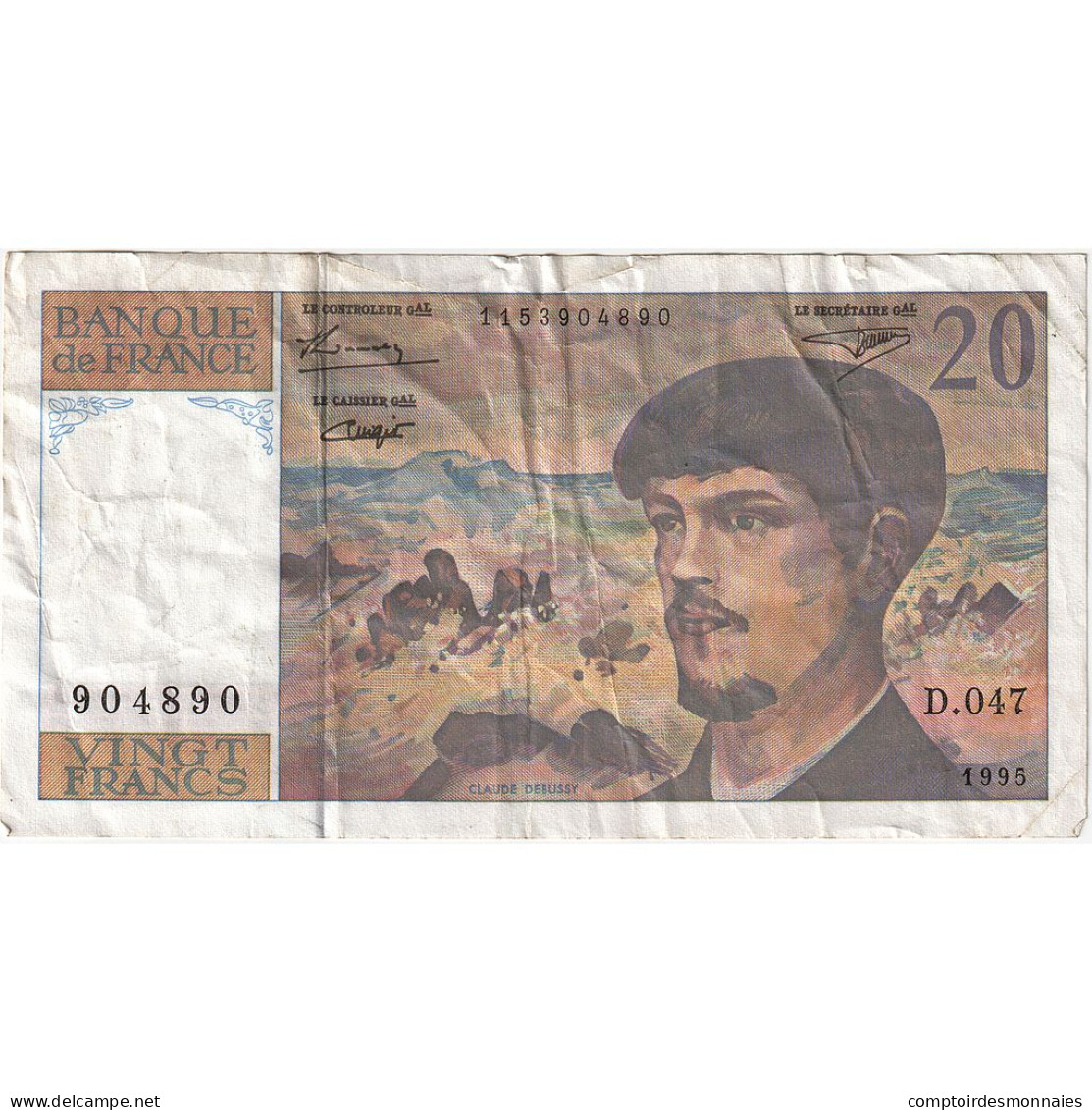 France, 20 Francs, Debussy, 1995, D.047, TTB, Fayette:66ter.1, KM:151h - 20 F 1980-1997 ''Debussy''