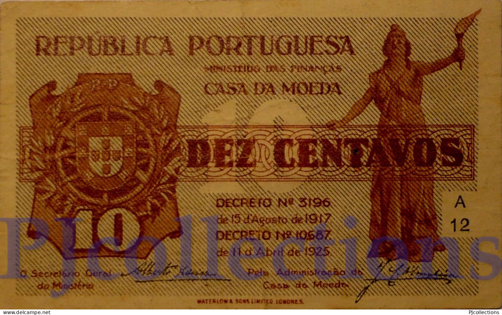 PORTOGALLO - PORTUGAL 10 CENTAVOS 1917 PICK 101 AXF W/PINHOLES - Portogallo