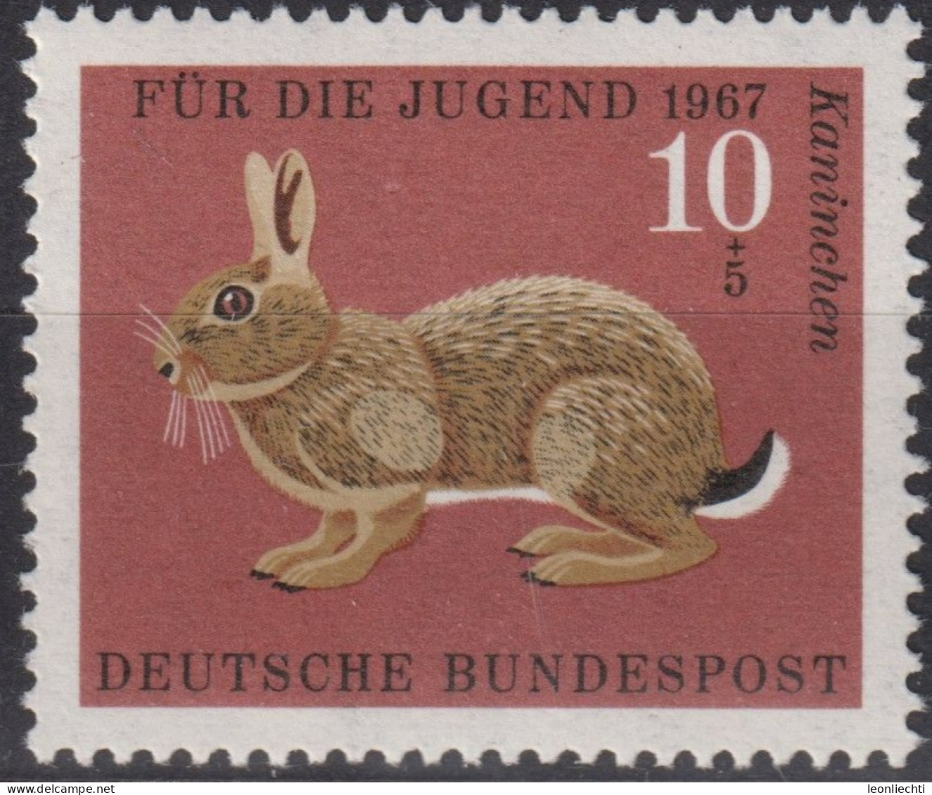 1967 Deutschland > BRD, ** Mi:DE 529, Sn:DE B422, Yt:DE 387, Wildkaninchen, Pelztiere - Gibier