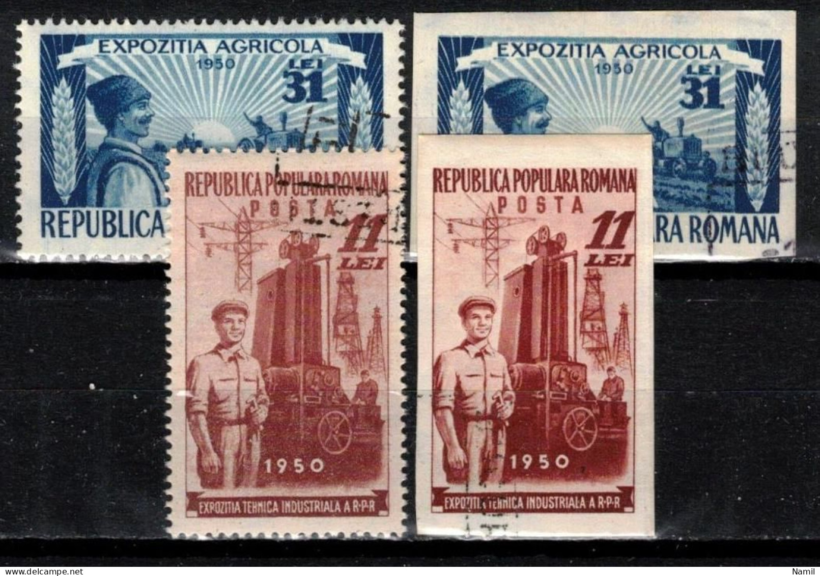 Roumanie 1951 Mi 1252-3 A+B (Yv 1140-1+ND), Obliteré - Gebraucht