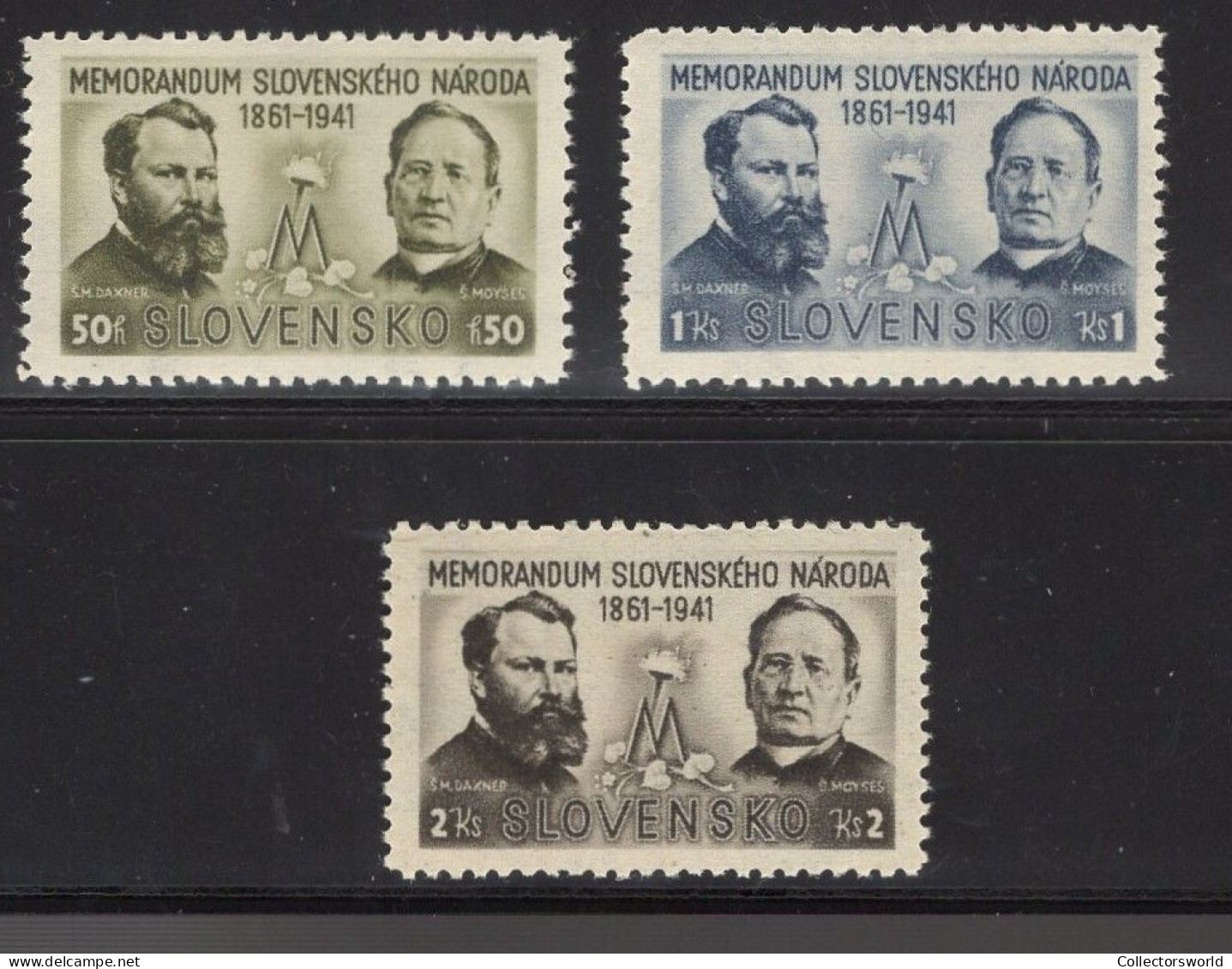 Slovakia Slovensko Serie 3v 1941 80th Ann Slovak Nation Stefan Daxner Stefan Moyses MNH - Nuovi