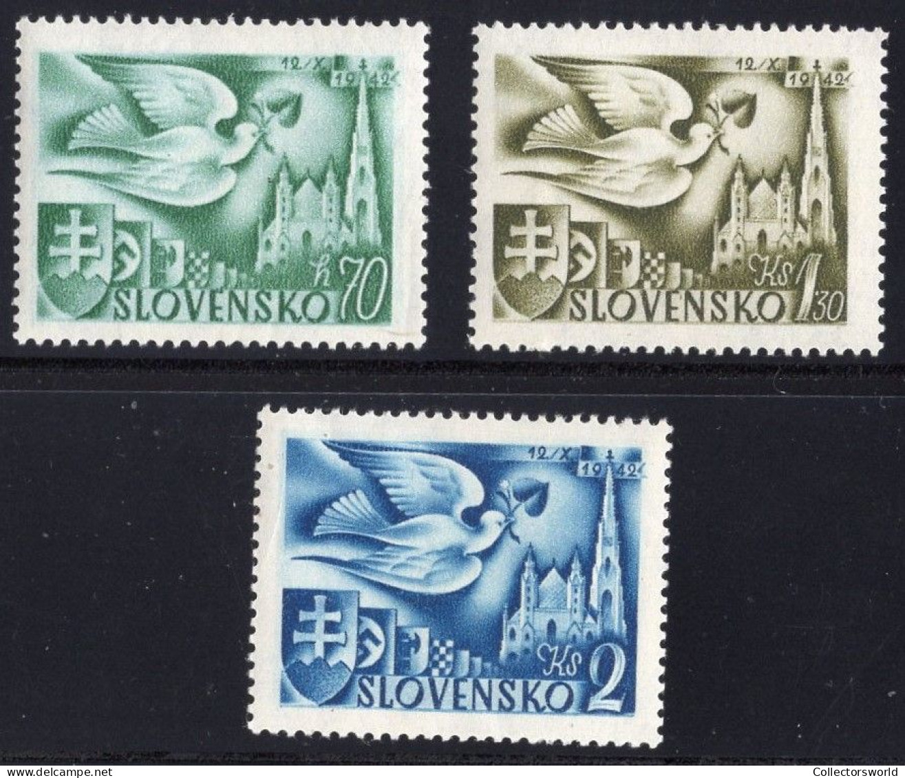 Slovakia Slovensko Serie 3v 1942 European Postal Congress - Dove Pigeon MNH - Unused Stamps