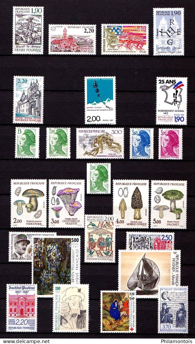 FRANCE - Année Complète 1987 Avec PA, Préos, Service, Carnets - Neufs N** - Très Beaux - Vendus Sous Valeur Faciale. - 1980-1989