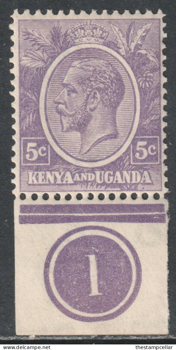 KUT Scott 19 - SG77, 1922 George V 5c With Control MH* - Kenya & Ouganda