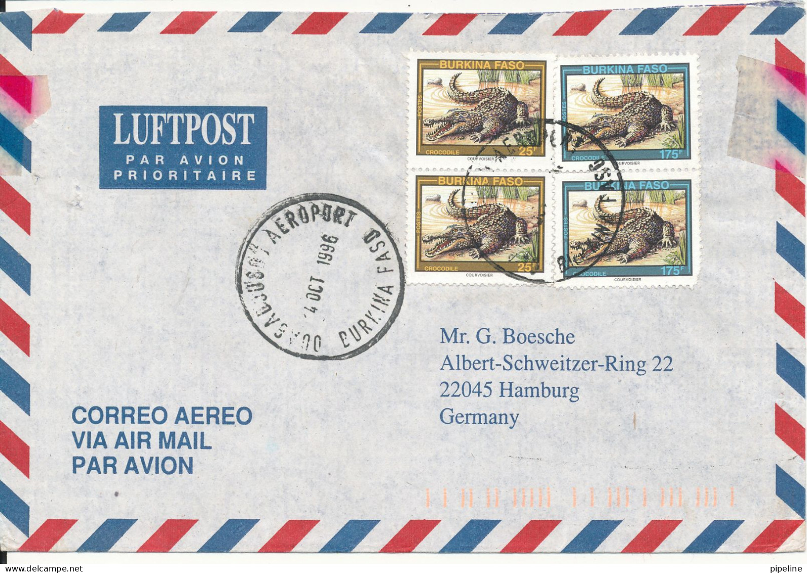 Burkina Faso Air Mail Cover Sent To Germany 4-10-1996 - Burkina Faso (1984-...)