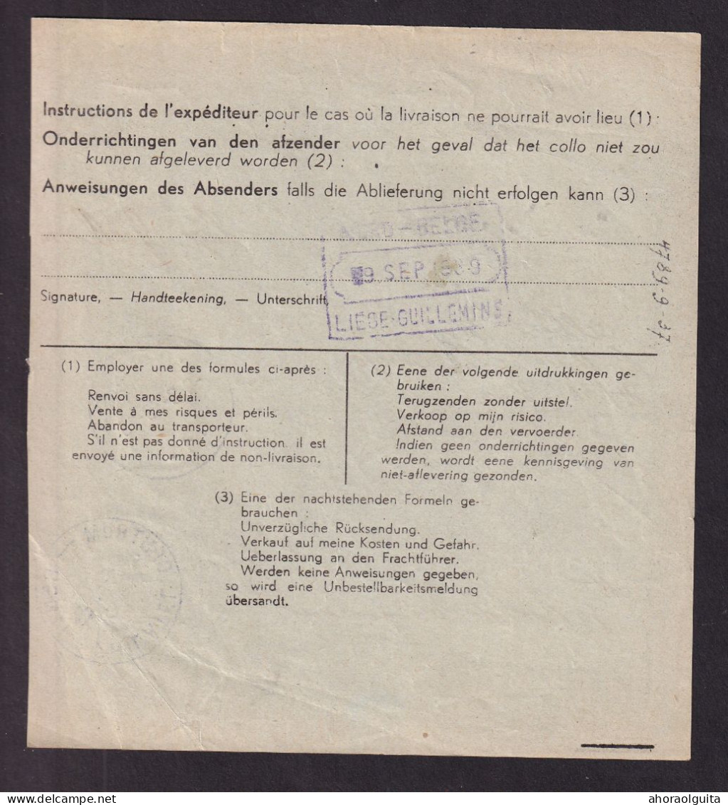 DDFF 775 -- Formule De Colis Militaire - TP Chemin De Fer Coupé En Deux Cachet De Gare Dit "Moustache" FRANIERE  1 - Documentos & Fragmentos