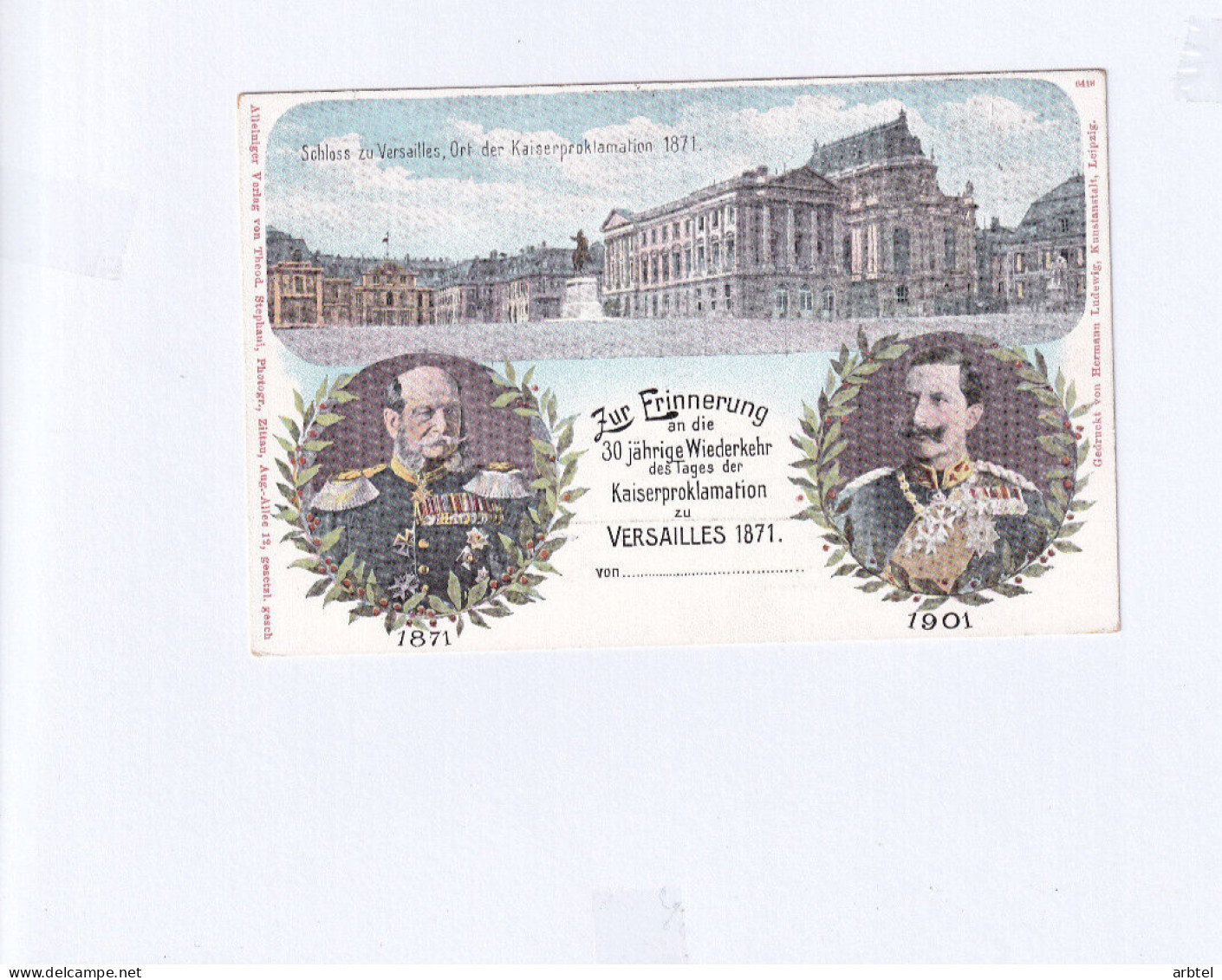 ALEMANIA ENTERO POSTAL 1901 CASTILLO DE VERSALLES CASTLE KAISER - Castillos