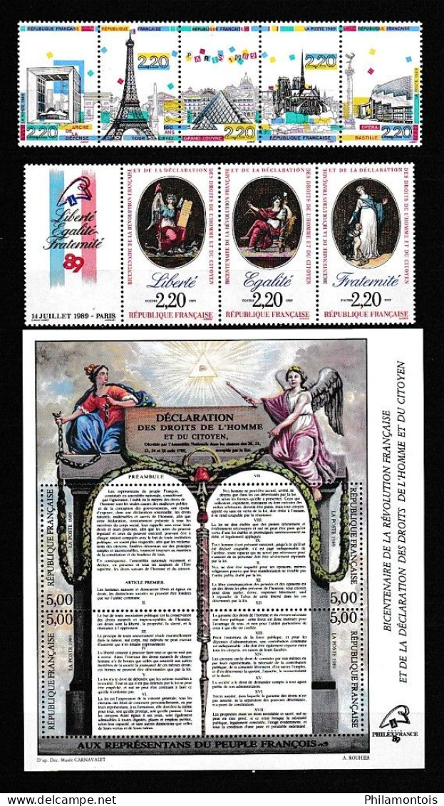 FRANCE - Année Complète 1989 Avec Préos, Service, Bandes, Blocs, Carnets - Neufs N** - TB - Vendus Sous Valeur Faciale. - 1980-1989