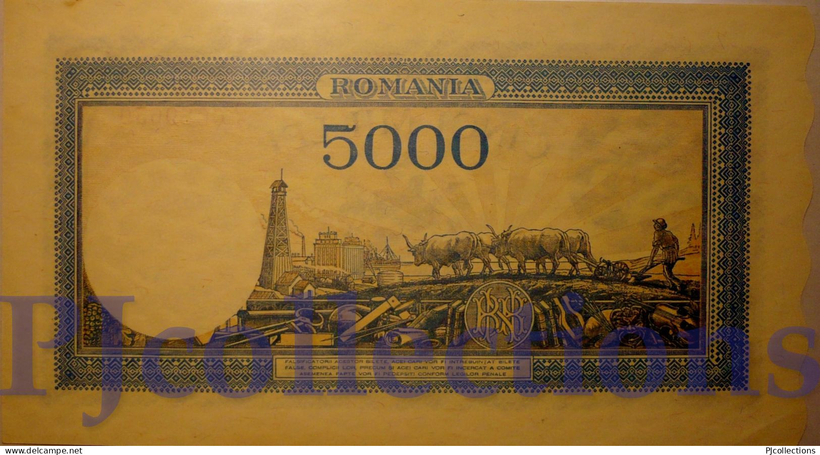 ROMANIA 5000 LEI 1945 PICK 56a AUNC - Roumanie