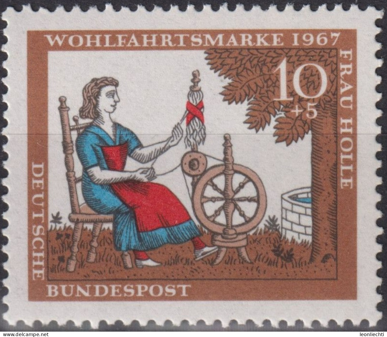 1967 Deutschland > BRD, ** Mi:DE 538, Sn:DE B426, Yt:DE 403, Frau Holle, Märchen Der Brüder Grimm - Fairy Tales, Popular Stories & Legends