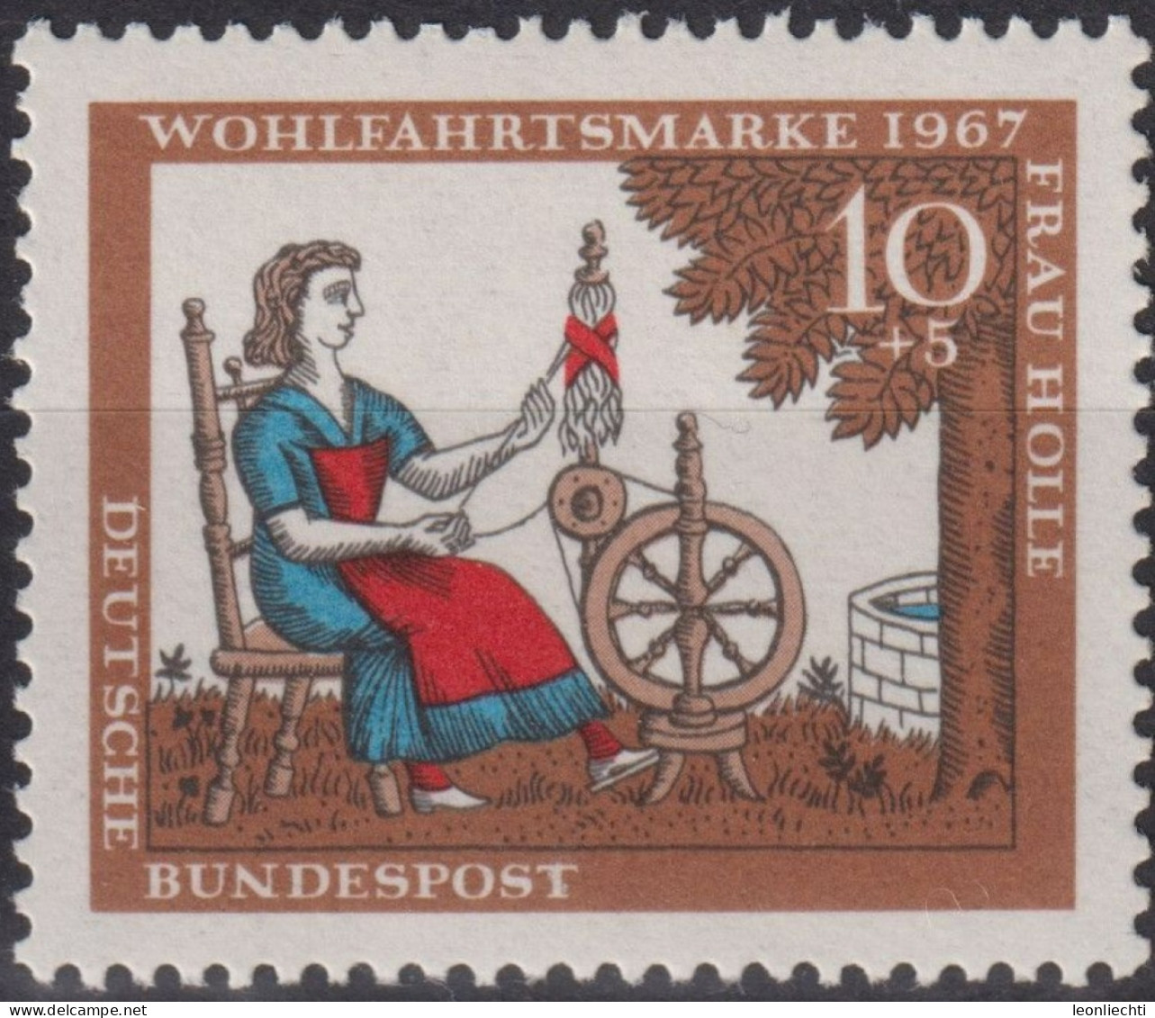 1967 Deutschland > BRD, ** Mi:DE 538, Sn:DE B426, Yt:DE 403, Frau Holle, Märchen Der Brüder Grimm - Fairy Tales, Popular Stories & Legends