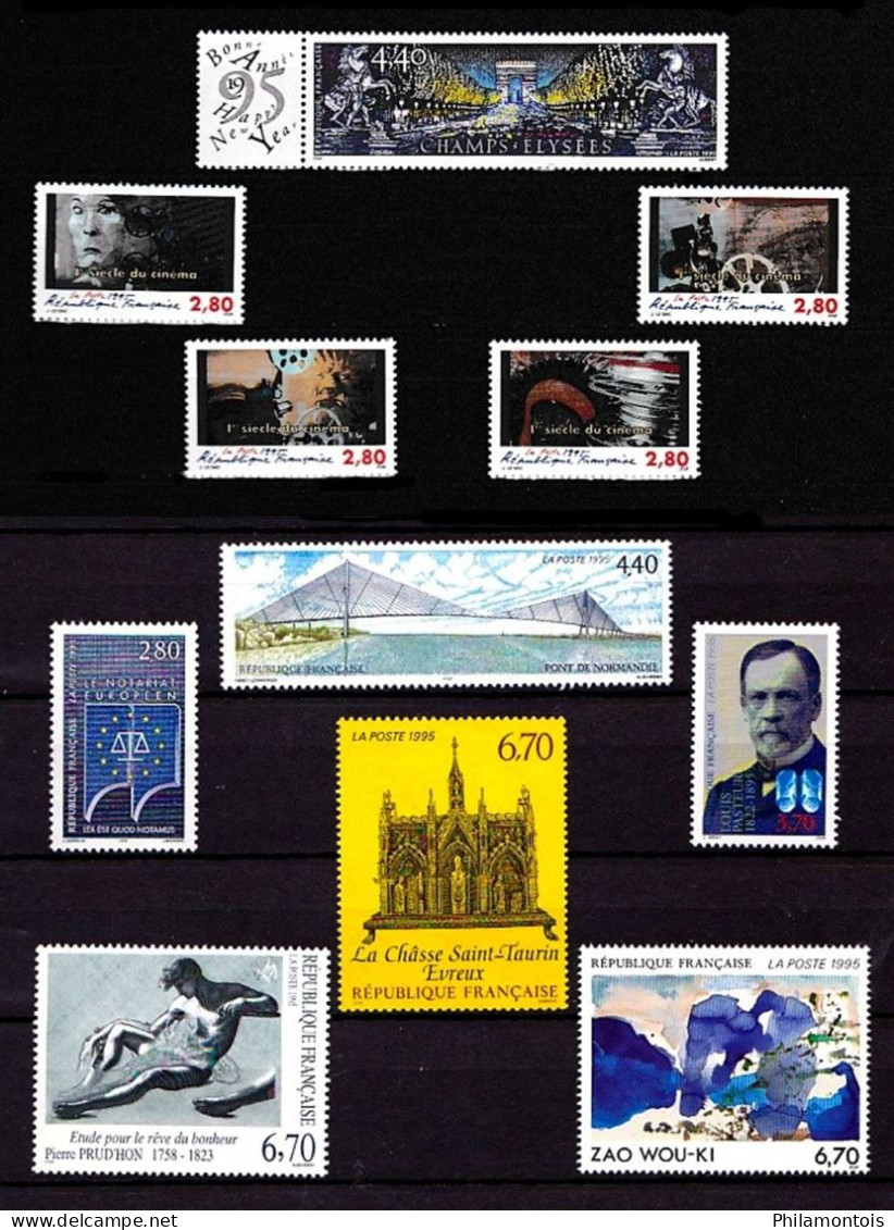 FRANCE - Année Complète 1995 Avec Blocs, Bandes, Carnets - Neufs N** - Très Beaux - Vendus Sous Valeur Faciale. - 1990-1999