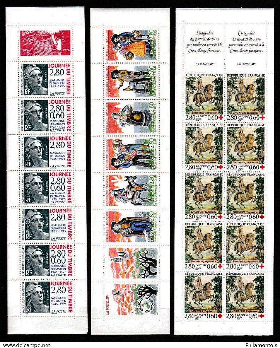 FRANCE - Année Complète 1995 Avec Blocs, Bandes, Carnets - Neufs N** - Très Beaux - Vendus Sous Valeur Faciale. - 1990-1999