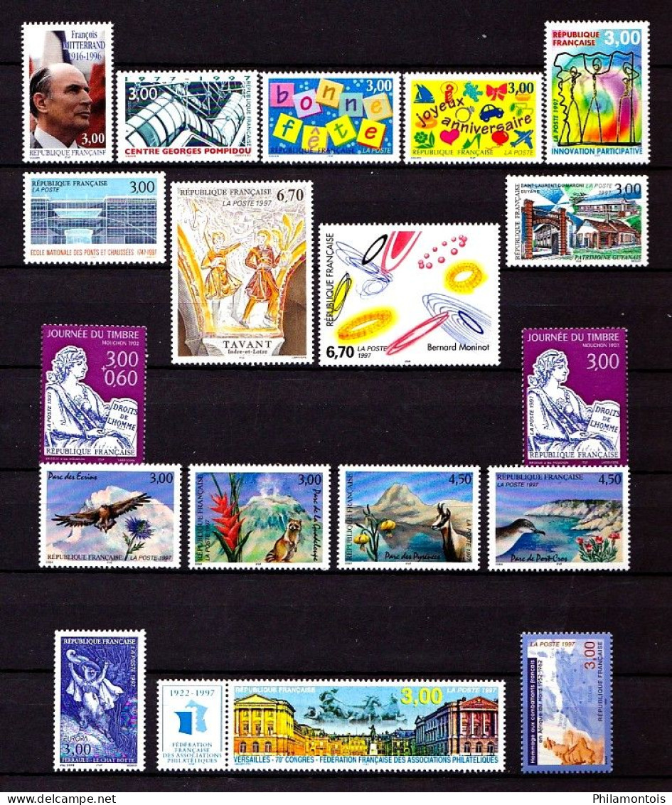 FRANCE - Année Complète 1997 Avec Poste Aérienne, Carnets - Neufs N** - Très Beaux - Vendus Sous Valeur Faciale. - 1990-1999