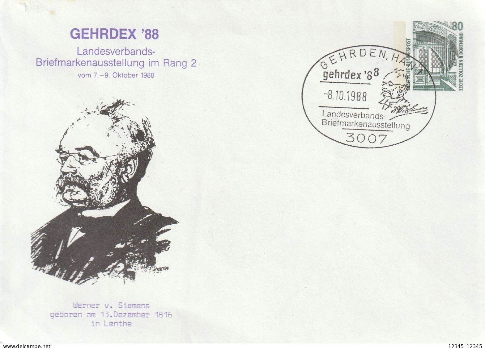 Gehrdex '88, Werner V. Siemens Geboren In Lenthe (inventor And Industrialist) - Privatumschläge - Ungebraucht