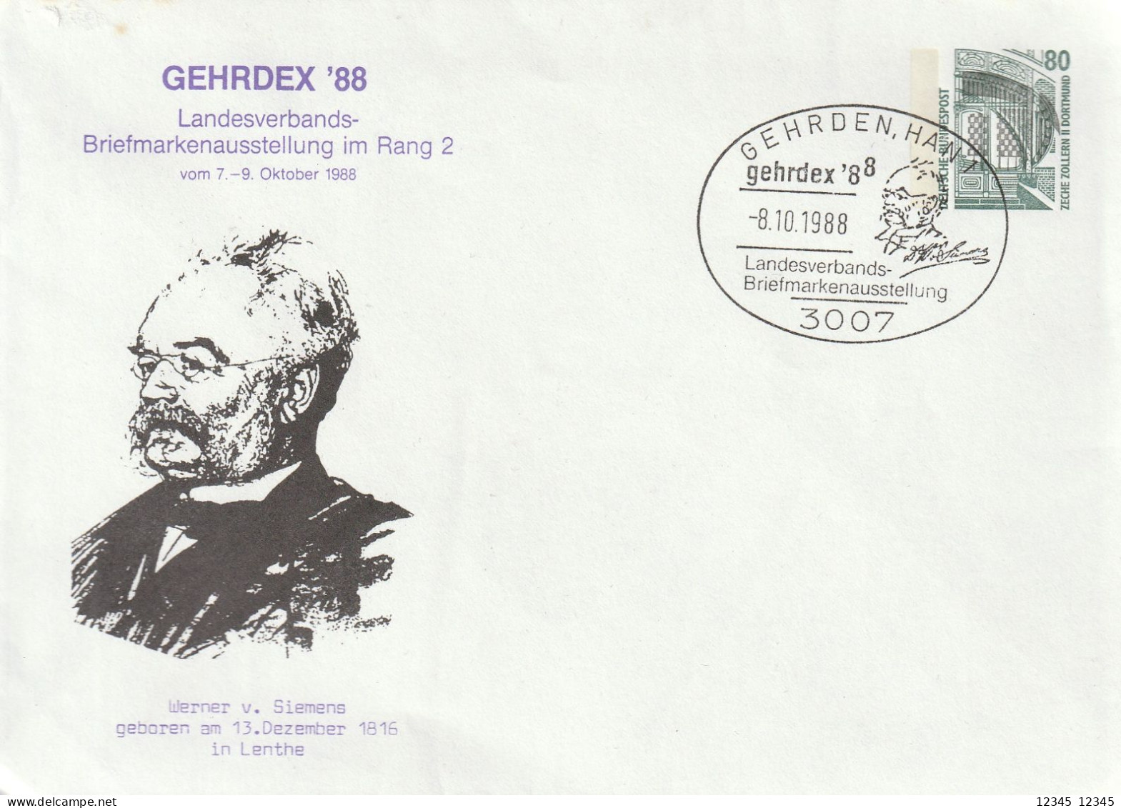 Gehrdex '88, Werner V. Siemens Geboren In Lenthe (inventor And Industrialist) - Enveloppes Privées - Neuves