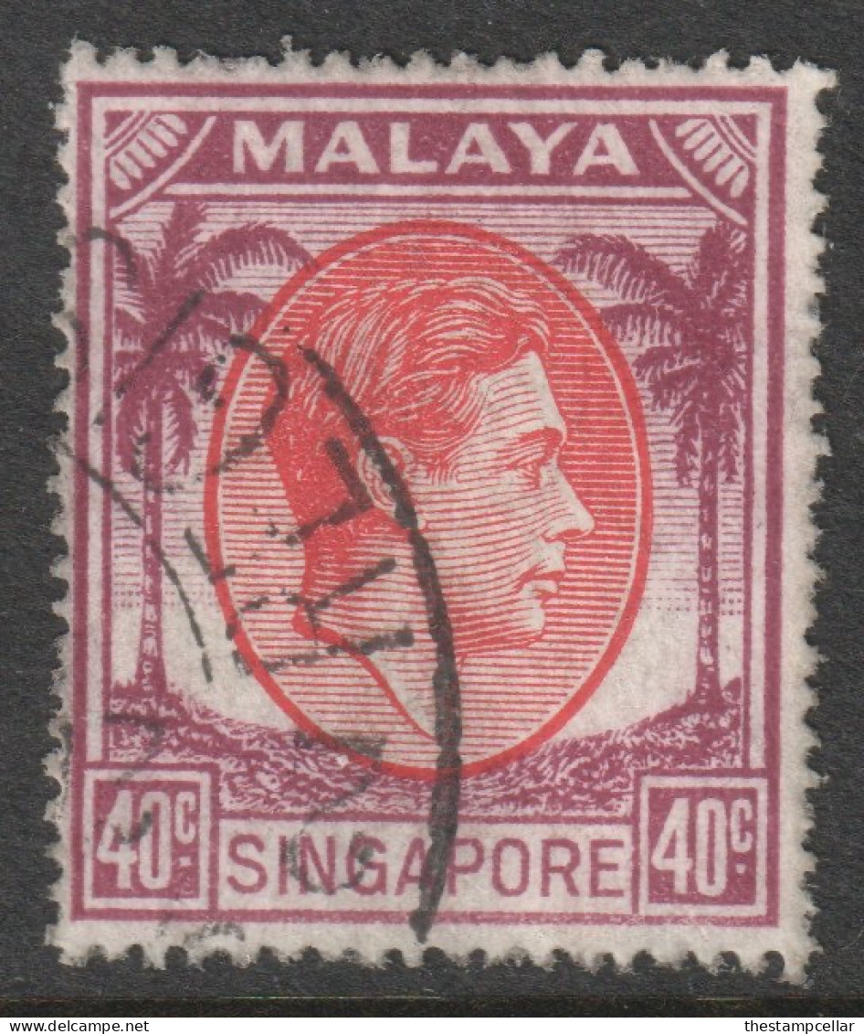 Singapore Scott 16a - SG26, 1948 George VI 40c Perf 17.1/2 X 18 Used - Singapore (...-1959)