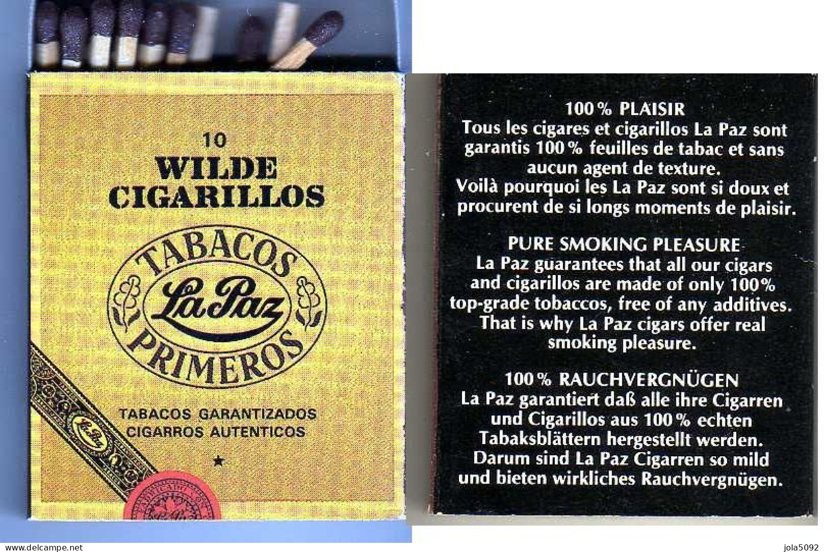 Boîte D'Allumettes - CIGARILLOS LA PAZ - Boites D'allumettes