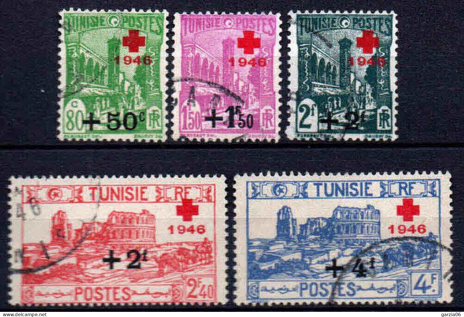 Tunisie  - 1946 - Tb Antérieurs Surch Croix Rouge  - N° 305 à 309  - Oblit - Used - Gebraucht