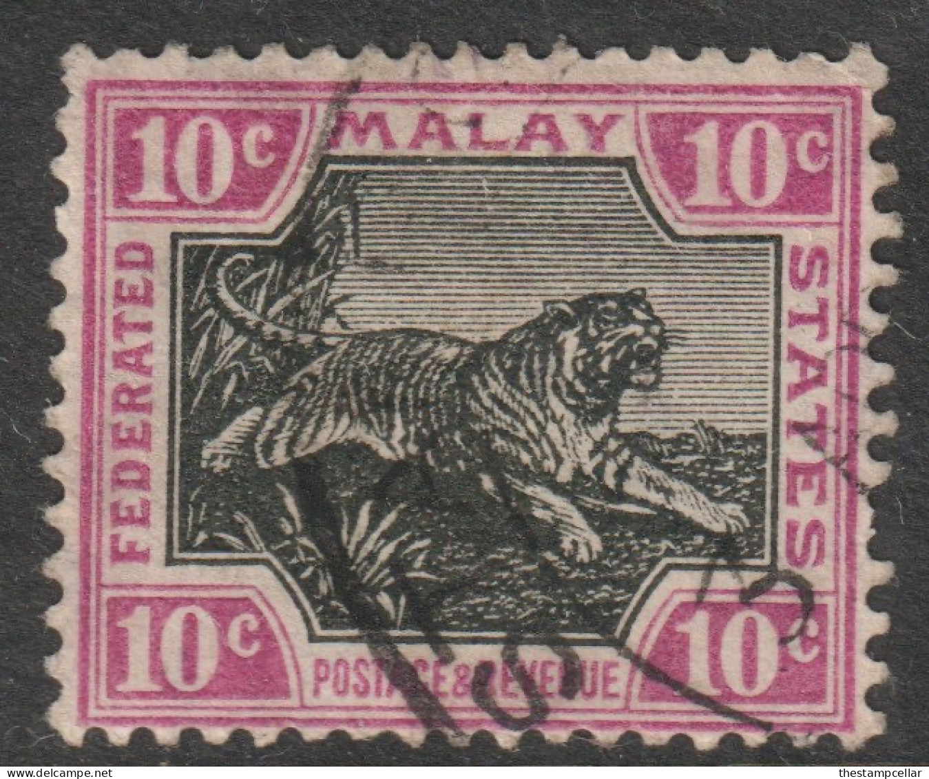 Malaya Federated States FMS Scott 31 - SG43, 1904 Leaping Tiger 10c Used - Federated Malay States