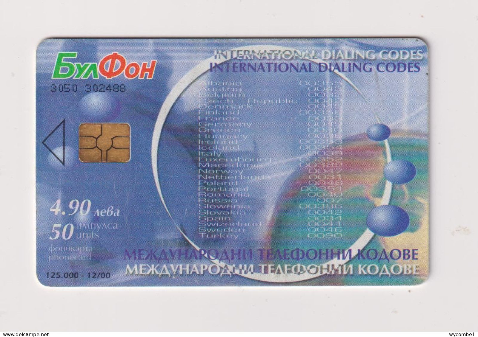 BULGARIA -  National Access Codes  Chip  Phonecard - Bulgarie