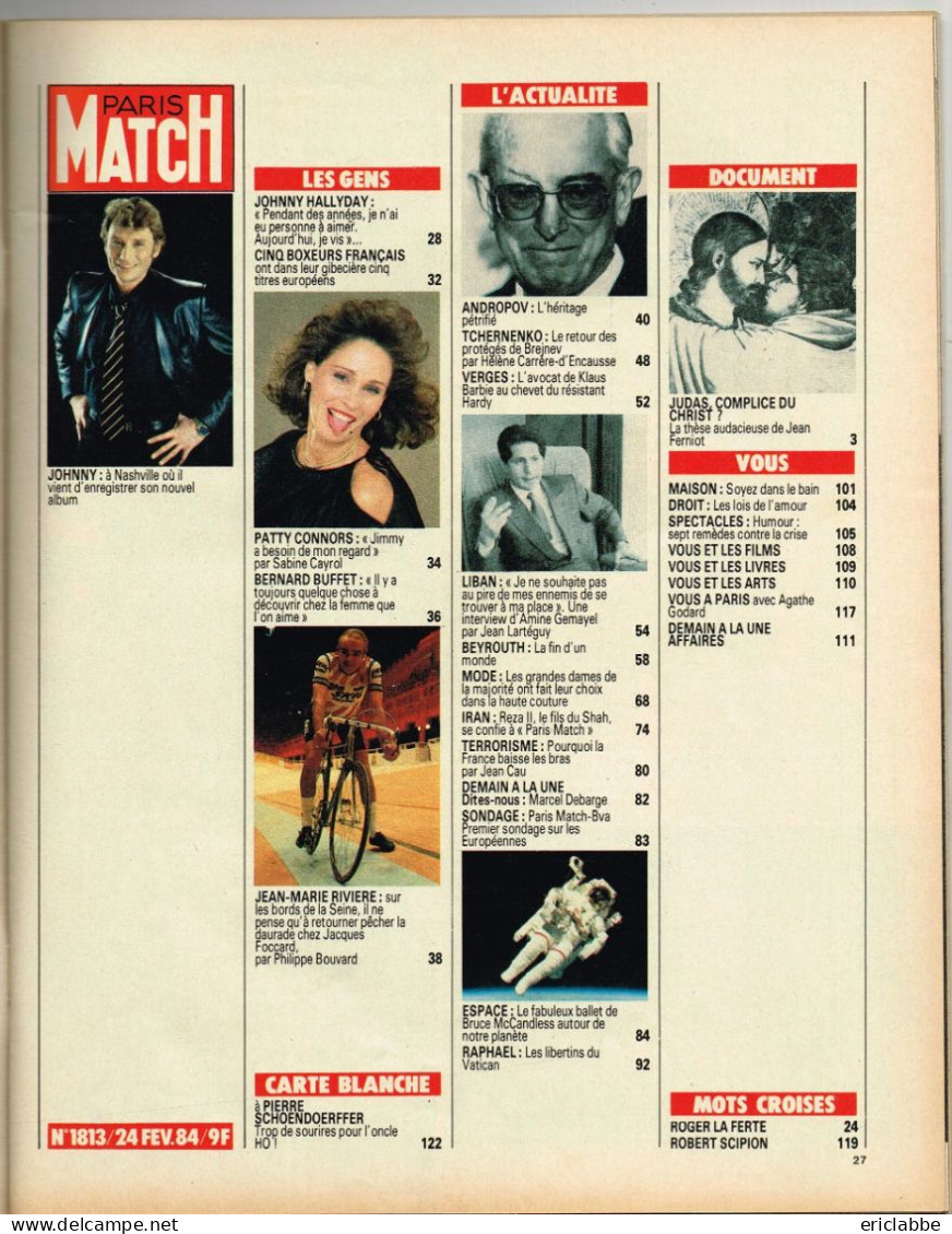 Lot 19 PARIS MATCH Johnny Hallyday Années 1984 à 1991 - Informations Générales