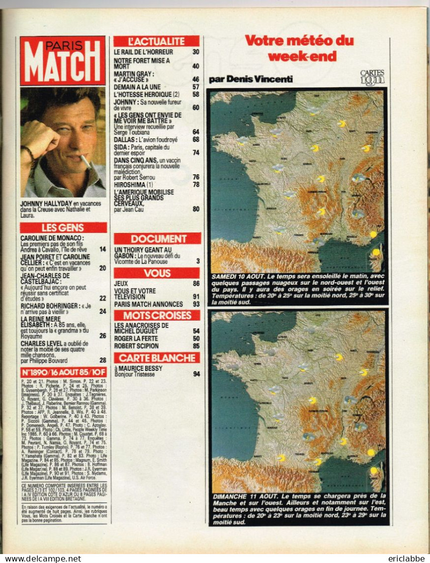 Lot 19 PARIS MATCH Johnny Hallyday Années 1984 à 1991