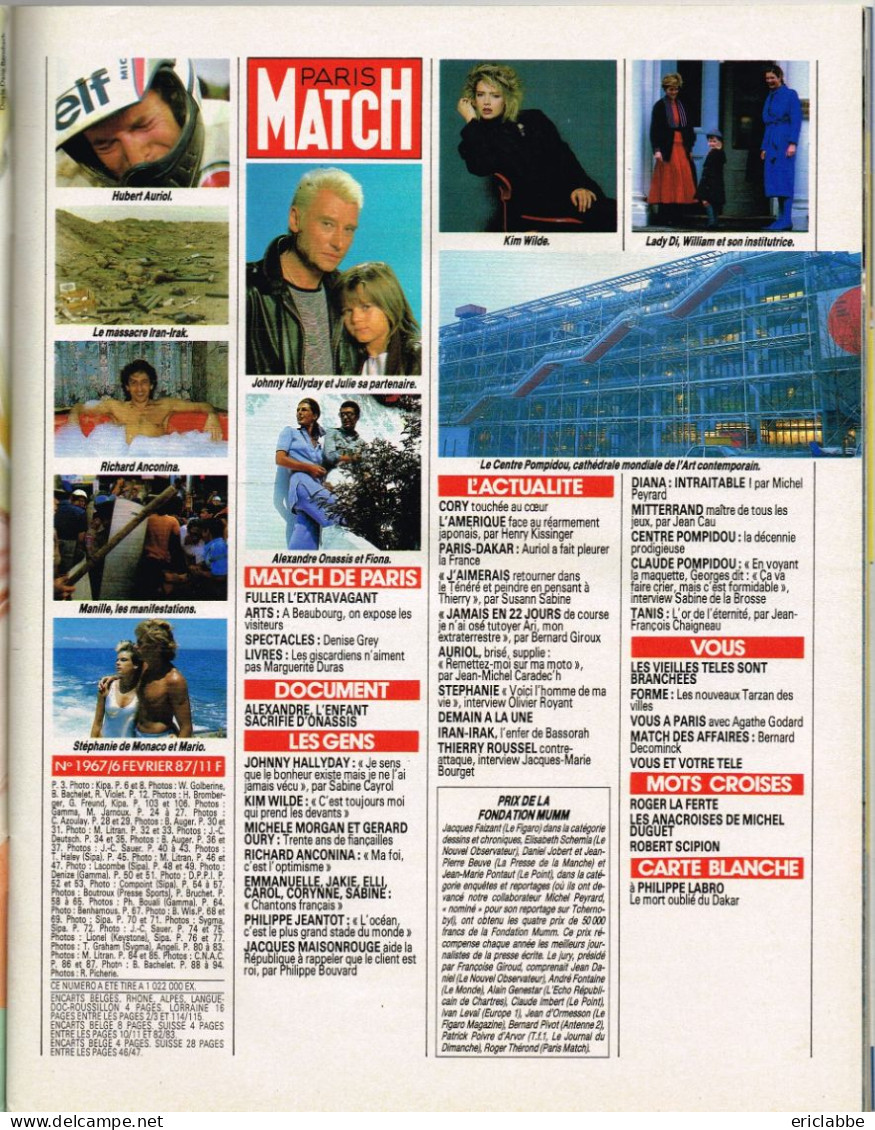 Lot 19 PARIS MATCH Johnny Hallyday Années 1984 à 1991