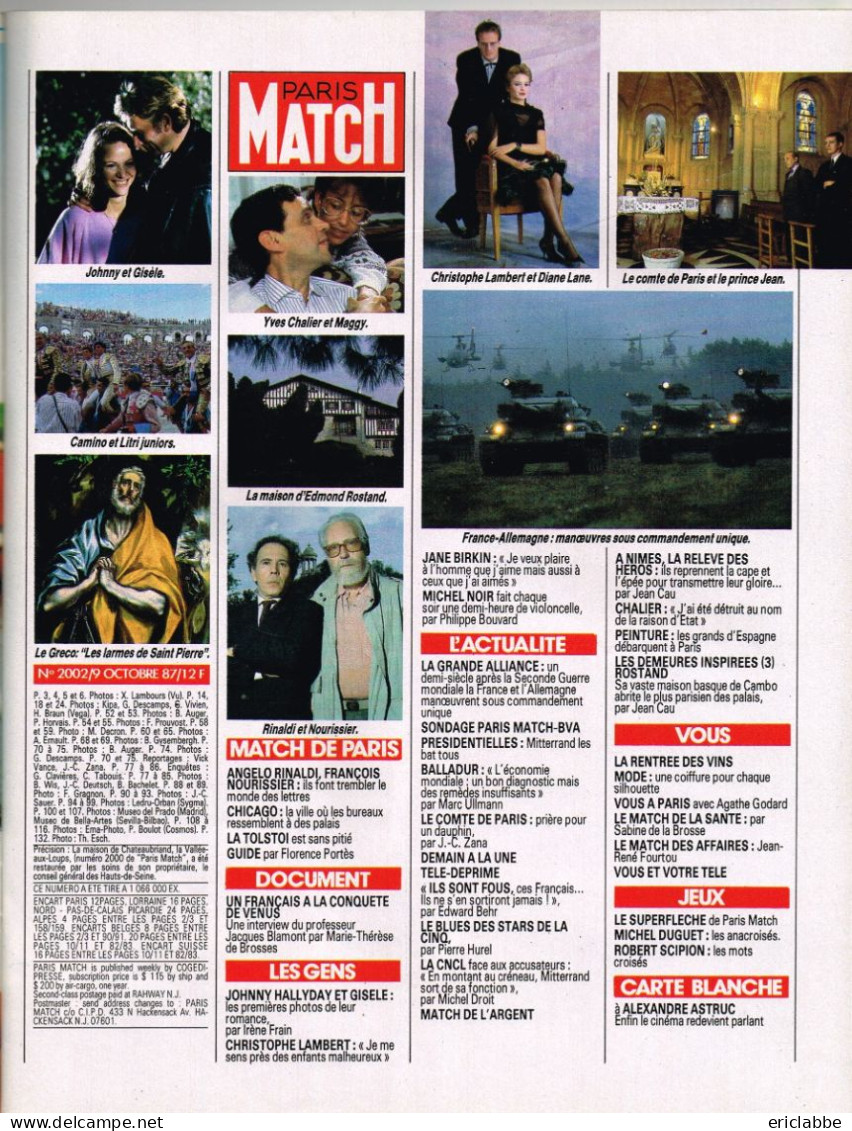 Lot 19 PARIS MATCH Johnny Hallyday Années 1984 à 1991