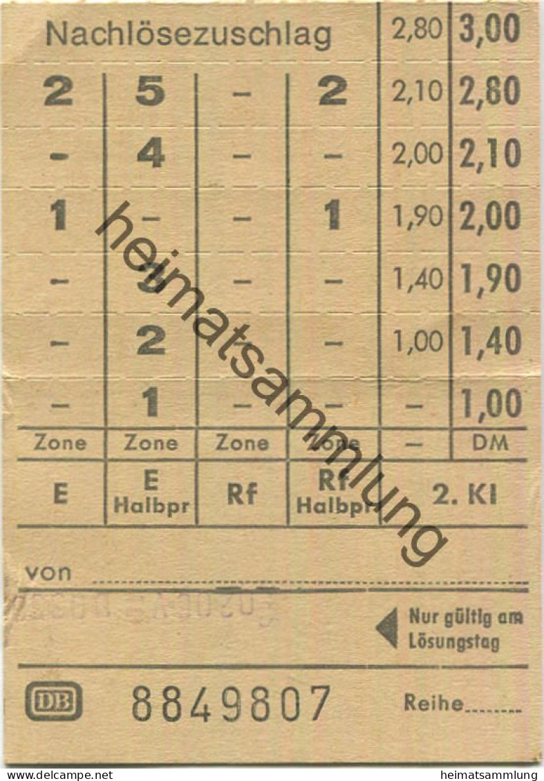 Deutschland - Nachlösezuschlag - Deutsche Bahn - Europe