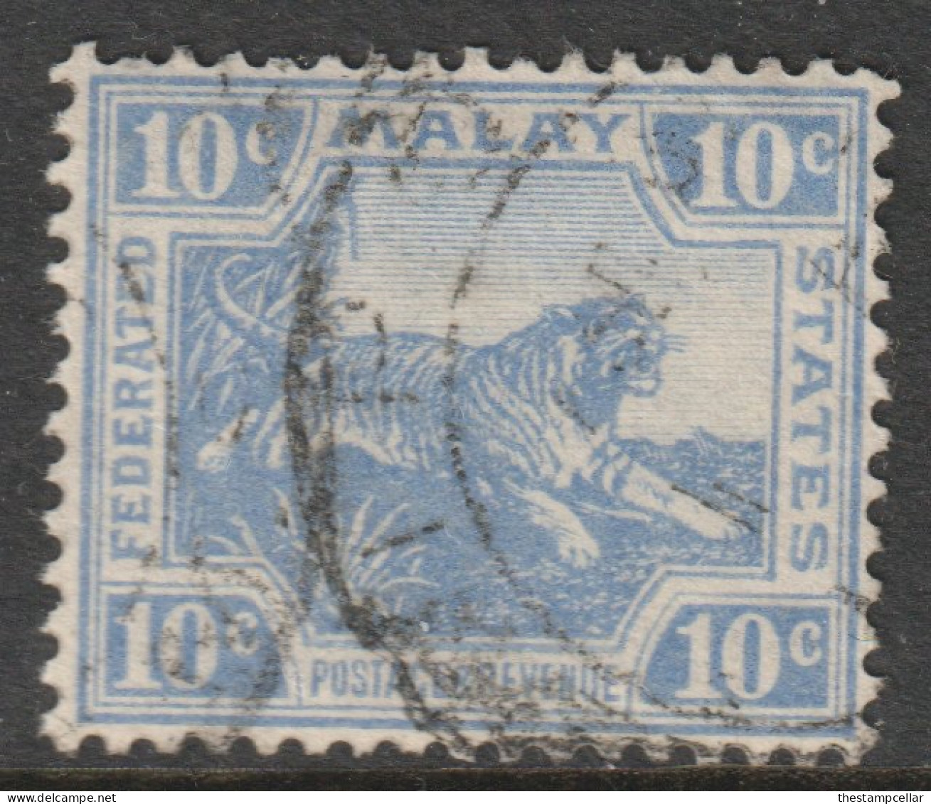 Malaya Federated States FMS Scott 62 - SG65, 1922 Leaping Tiger 10c Used - Federated Malay States