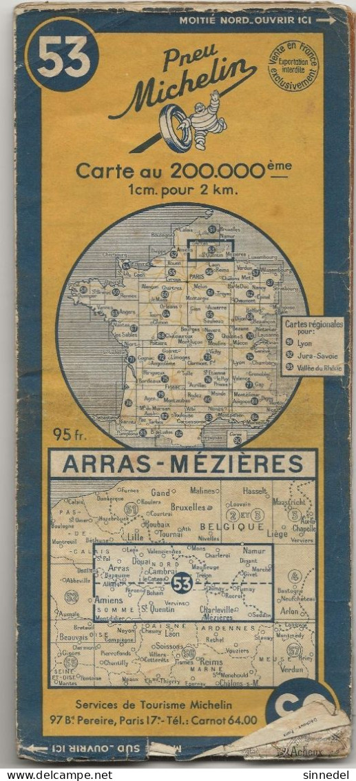 CARTE FRANCE  MICHELIN  53 ARRAS MEZIERES - Cartes Routières