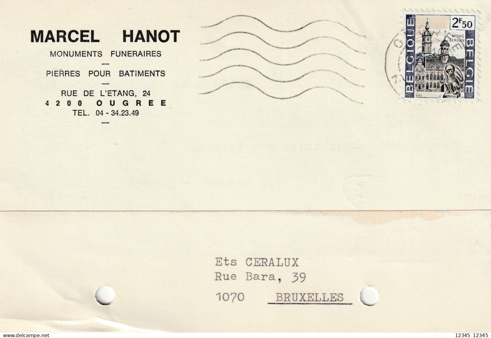 1971, Marcel Hanot, Ougree, Monuments Funeraires - Storia Postale