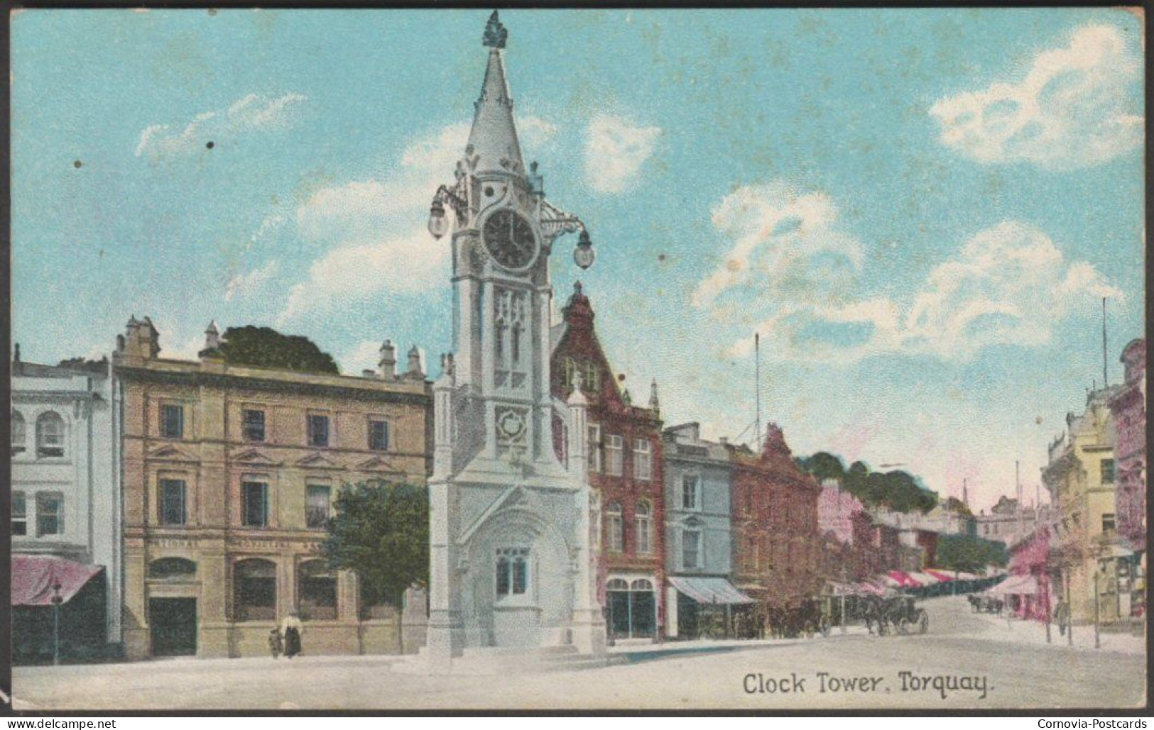 Clock Tower, Torquay, Devon, 1909 - Shurey's Postcard - Torquay