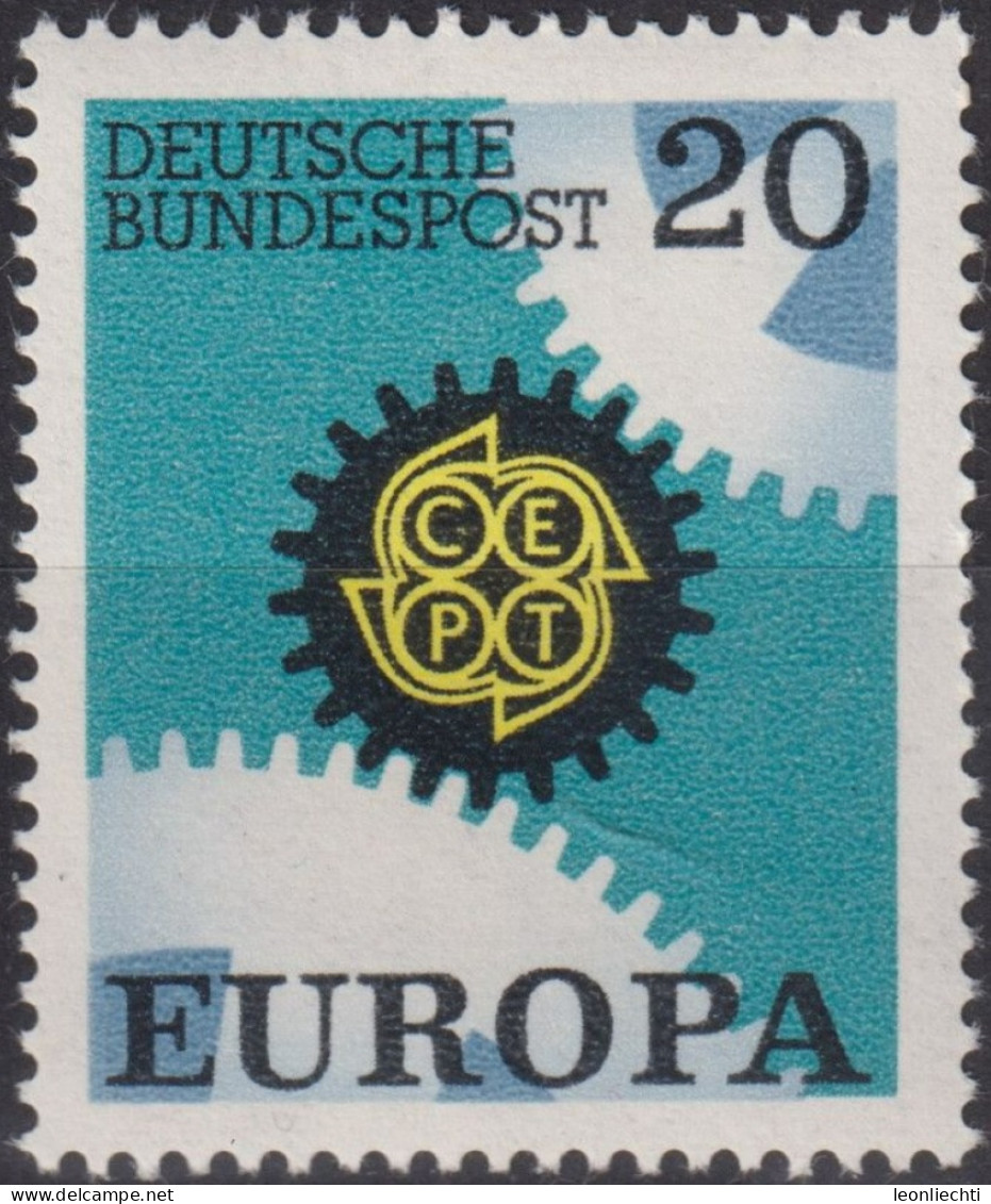 1967 Deutschland > BRD, ** Mi:DE 533, Sn:DE 969, Yt:DE 398, EUROPA, Zahnrad, Emblem - 1967