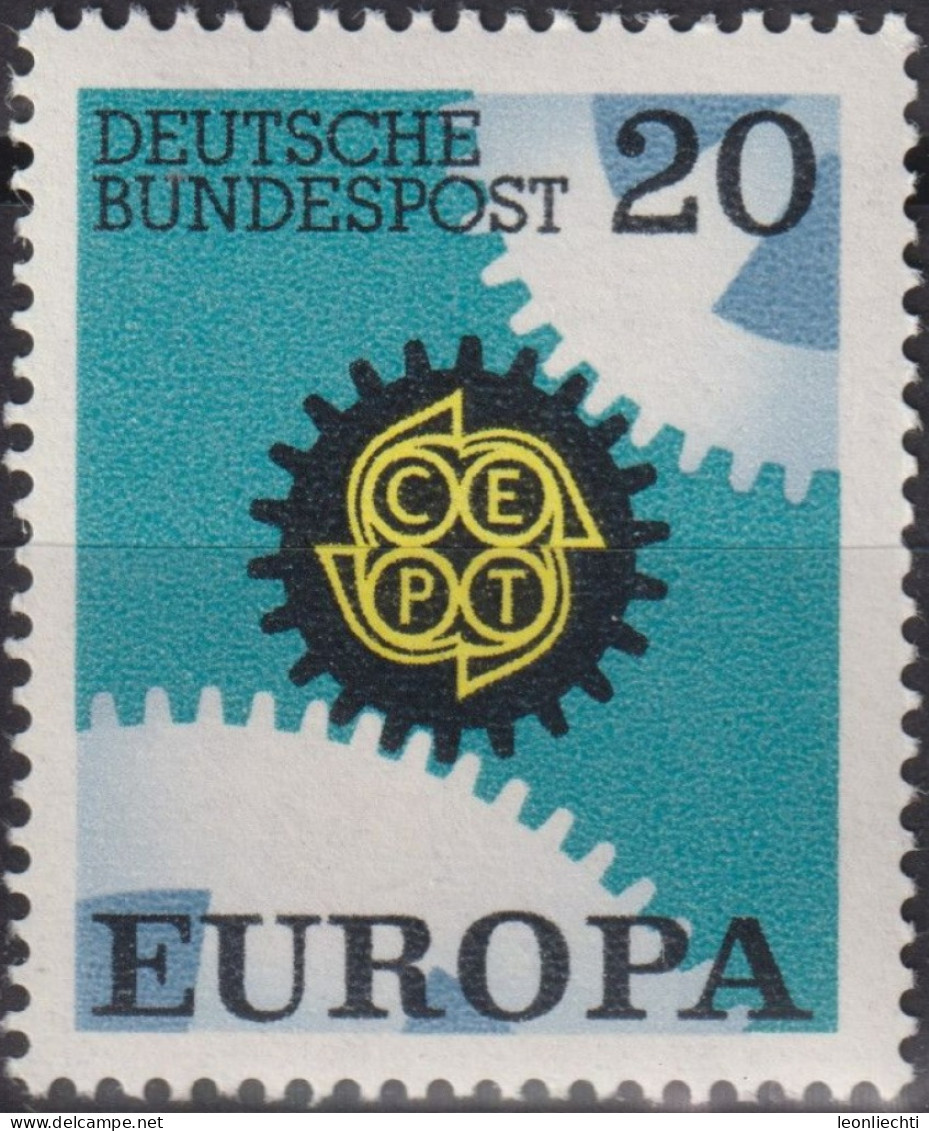 1967 Deutschland > BRD, ** Mi:DE 533, Sn:DE 969, Yt:DE 398, EUROPA, Zahnrad, Emblem - Fabbriche E Imprese