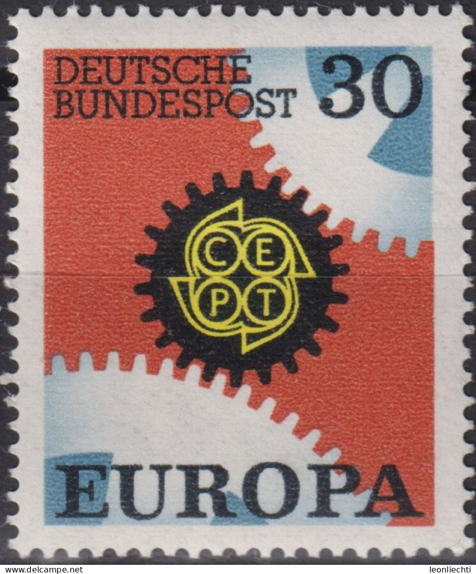 1967 Deutschland > BRD, ** Mi:DE 534, Sn:DE 970, Yt:DE 399, EUROPA, Zahnrad, Emblem - 1967