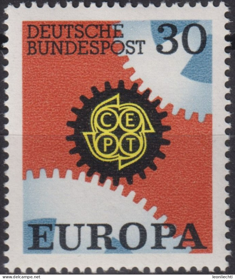 1967 Deutschland > BRD, ** Mi:DE 534, Sn:DE 970, Yt:DE 399, EUROPA, Zahnrad, Emblem - Factories & Industries