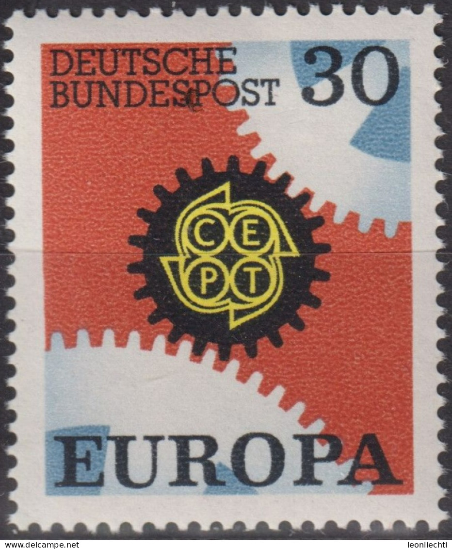 1967 Deutschland > BRD, ** Mi:DE 534, Sn:DE 970, Yt:DE 399, EUROPA, Zahnrad, Emblem - Fabrieken En Industrieën