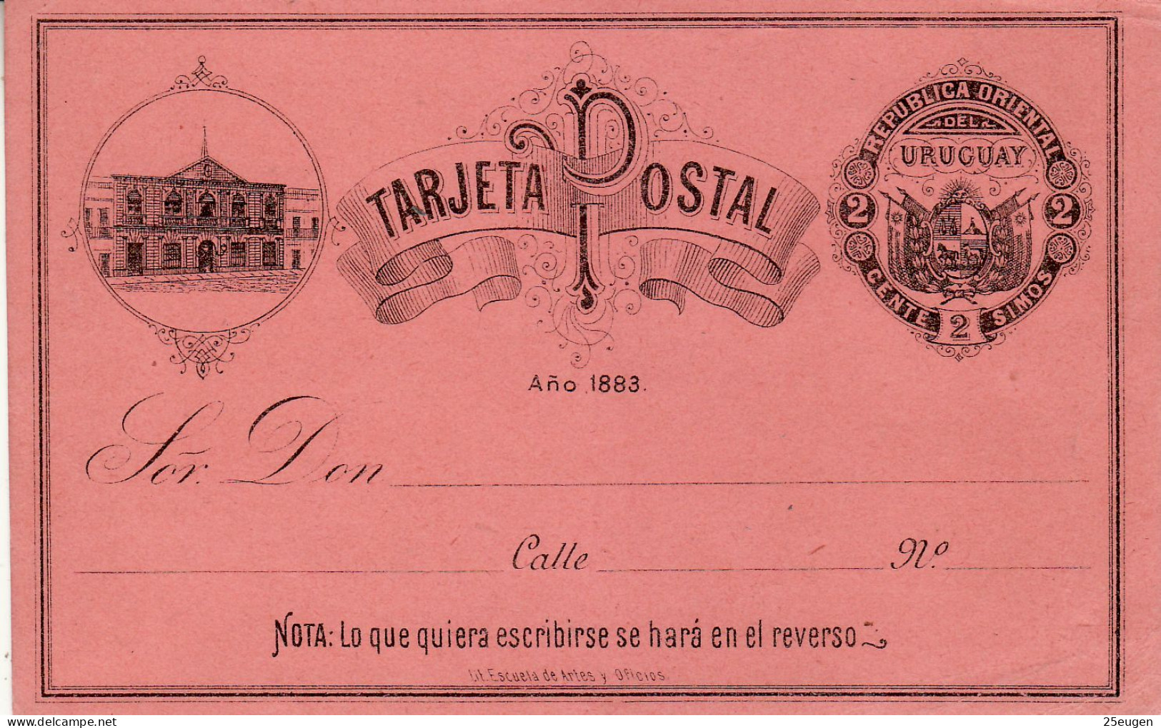 URUGUAY 1883 POSTCARD UNUSED - Uruguay