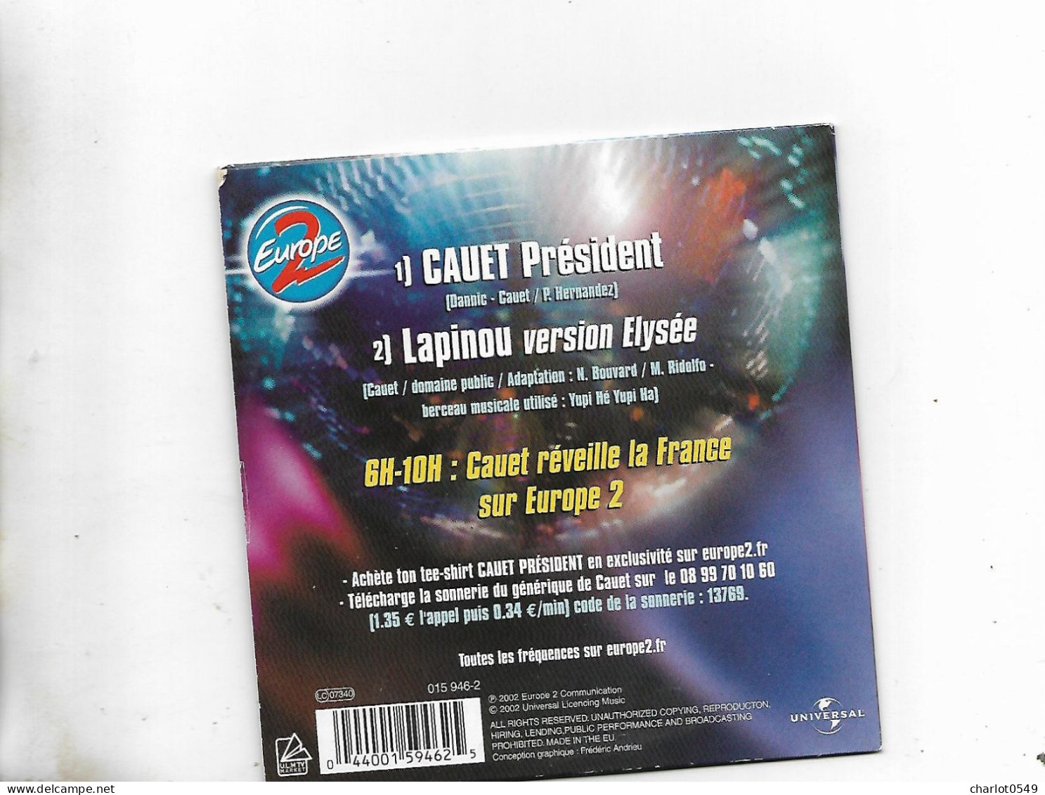 Cd 2 Titres Cauet President - Andere & Zonder Classificatie