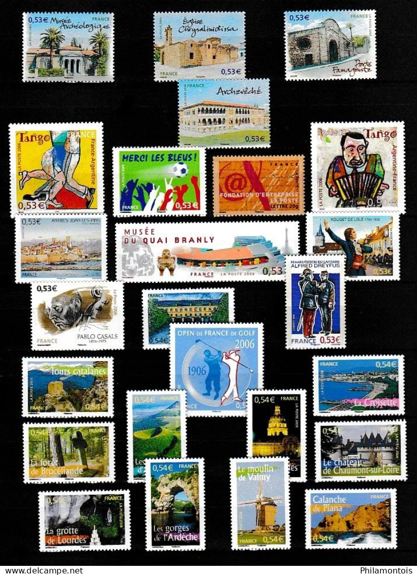 FRANCE - Année Complète 2006 Avec PA, Service, Blocs, Carnets - Neufs N** - Très Beaux - Vendus Sous Valeur Faciale. - 2000-2009