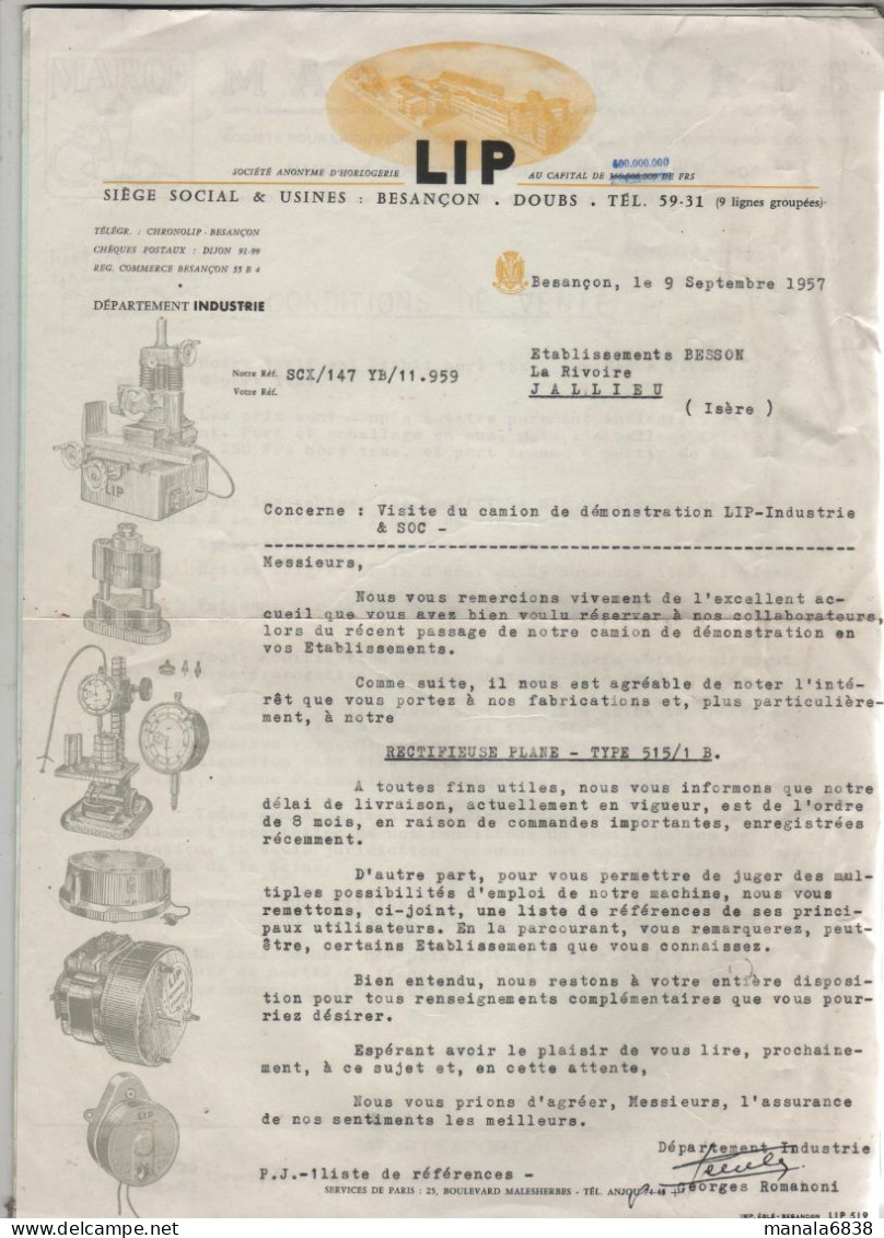 Lip Industrie Et Soc Romanoni Besançon 1957 Visite Camion De Démonstration - Non Classés