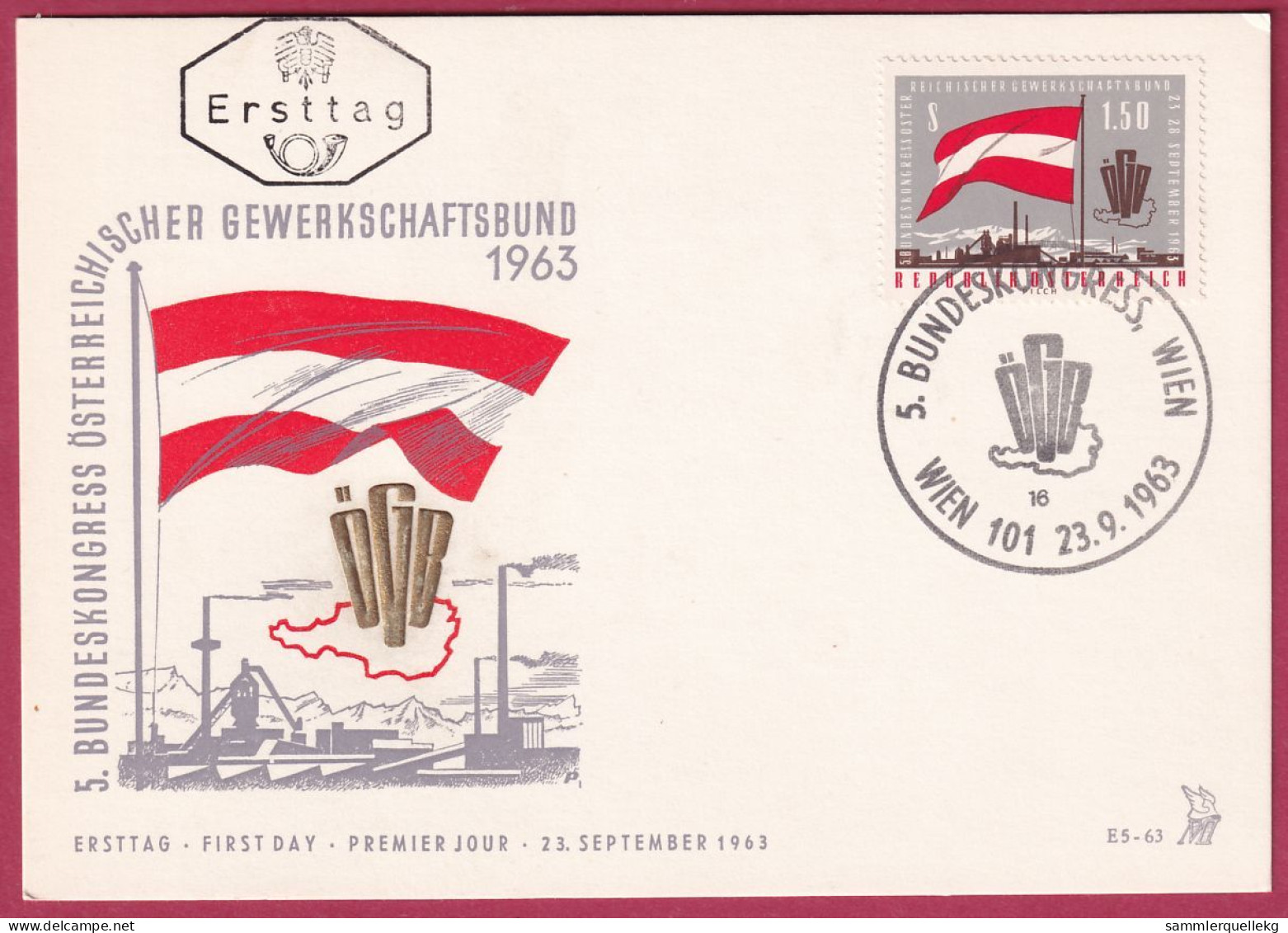 Österreich 1132 Ersttag Auf Karte 23. 9. 1963, Bundeskongress Gewerkschaften - FDC