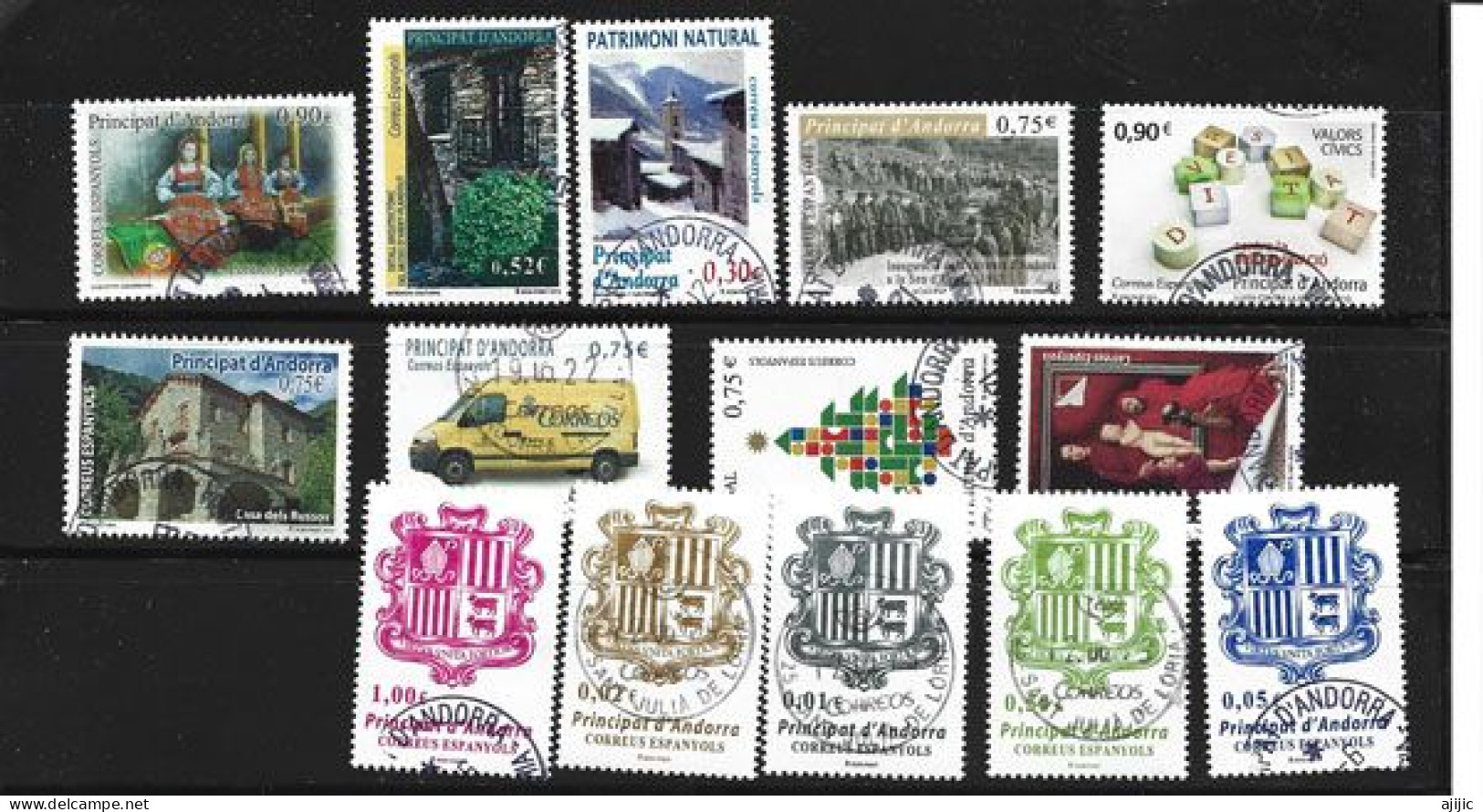 Año 2013. Andorra: Correos Español. 14 Sellos Usados, 1ª Calidad. - Used Stamps