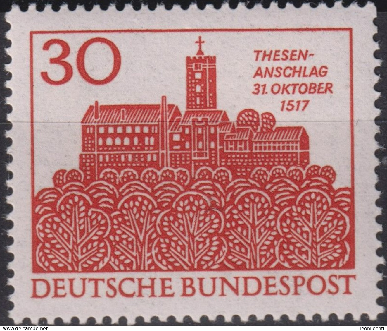 1967 Deutschland > BRD, ** Mi:DE 544, Sn:DE 976, Yt:DE 409, Wartburg Bei Eisenbach, Thesenanschlag Durch Martin Luther - Prehistorie