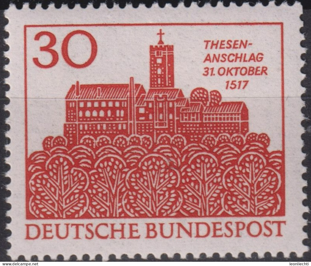 1967 Deutschland > BRD, ** Mi:DE 544, Sn:DE 976, Yt:DE 409, Wartburg Bei Eisenbach, Thesenanschlag Durch Martin Luther - Préhistoire
