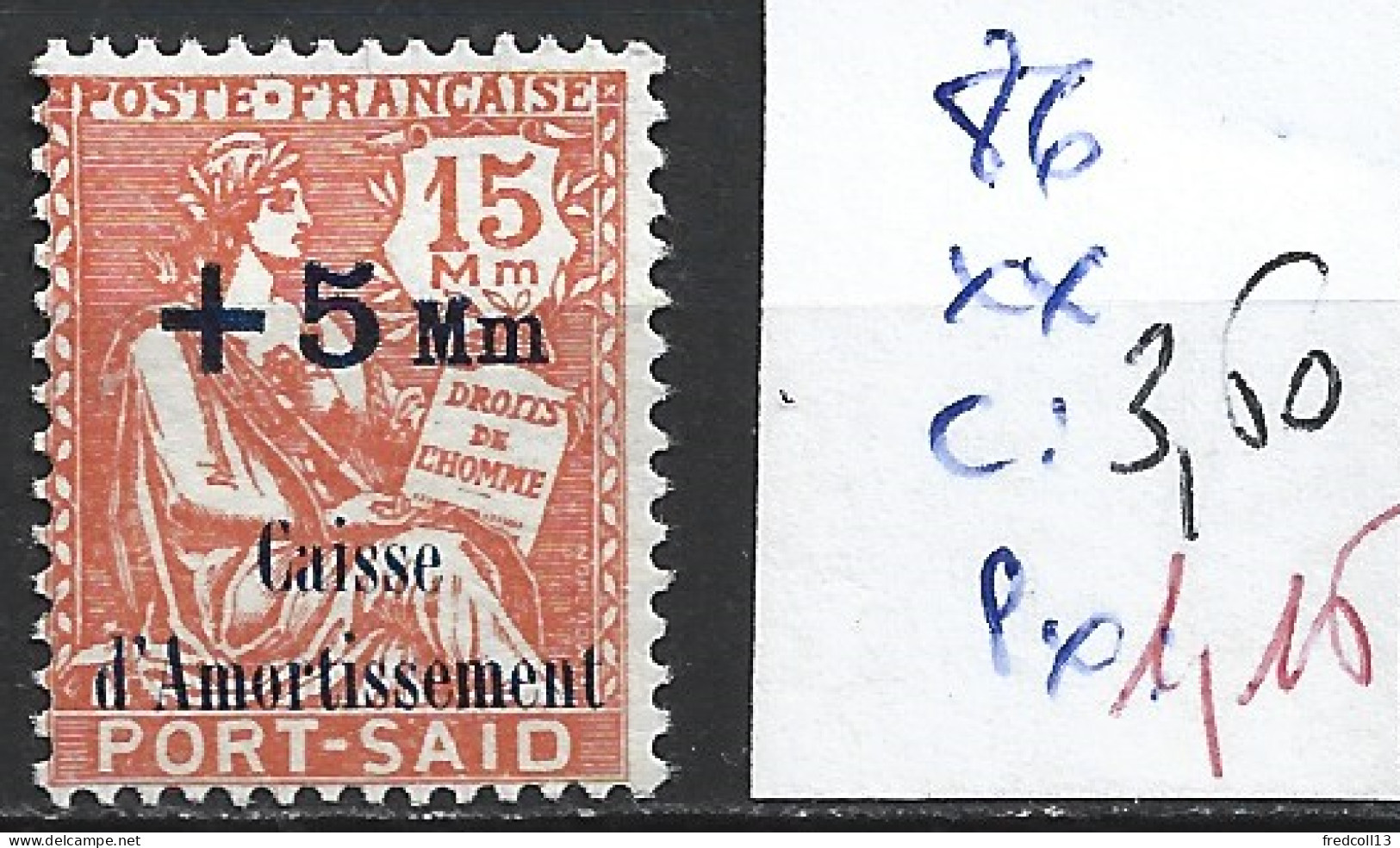 PORT-SAÏD 86 ** Côte 3.50 € - Neufs