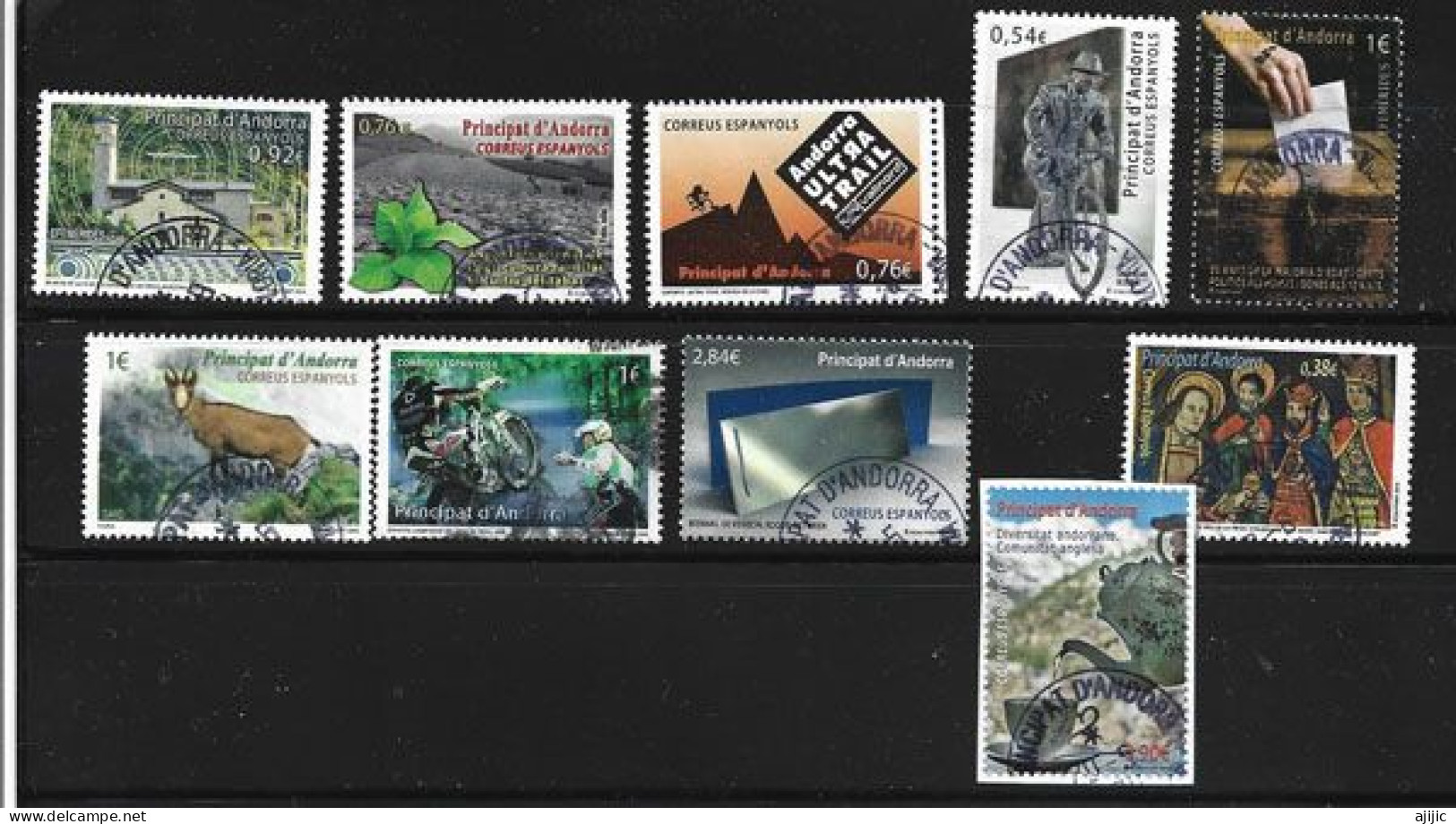 Año 2014. Andorra: Correos Español. 10 Sellos Usados, 1ª Calidad. - Used Stamps